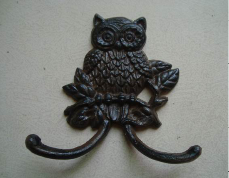 Iron Owl Wall Hook, Traditional Wall Decor, Vintage Coat Hook